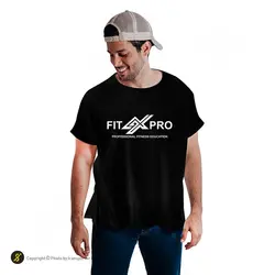 تیشرت ورزشی بدنسازی فشن لاین FTNS 186 | مشکی/سفید | پهلوان شاپ