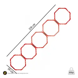 حلقه چابکی بدنسازی هشت ضلعی بسته 5 عددی | قرمز | پهلوان شاپ