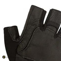 دستکش بدنسازي مچ بند دار نيمه انگشتي طرح ماراتون AR SPORTS-BRS | مشکی | پهلوان شاپ