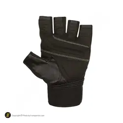 دستکش بدنسازی پرو اسپرتز نیمه انگشتی مچ بند دار BRS | مشکی/طوسی | پهلوان شاپ