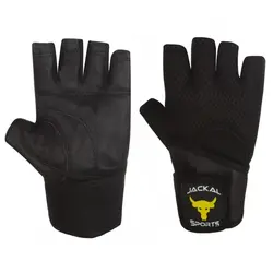 دستکش بدنسازی نیمه انگشتی توردار جایکل | مشکی | پهلوان شاپ