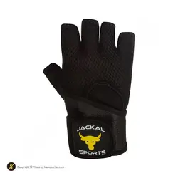 دستکش بدنسازی نیمه انگشتی توردار جایکل | مشکی | پهلوان شاپ