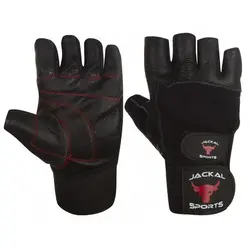 دستکش بدنسازی نیمه انگشتی مچ بند دار جایکل | مشکی | پهلوان شاپ