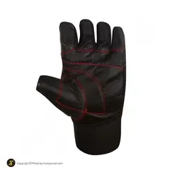 دستکش بدنسازی نیمه انگشتی مچ بند دار جایکل | مشکی | پهلوان شاپ