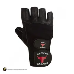 دستکش بدنسازی نیمه انگشتی مچ بند دار جایکل | مشکی | پهلوان شاپ