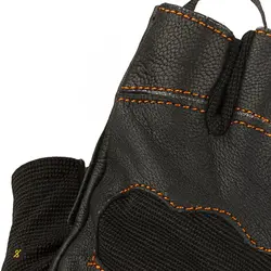 دستکش بدنسازی نیمه انگشتی مچ بند دار طرح ماراتون BRS | مشکی/نارنجی | پهلوان شاپ