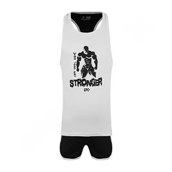 ست رکابی شلوارک مردانه بدنسازی پرشین گلف 01 CHG | سفید/مشکی | پهلوان شاپ