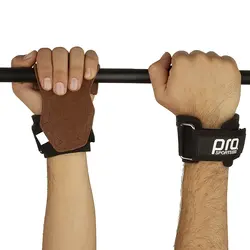 کف بند جفتی بدنسازی چرم پرو اسپرتز 1-971 | قهوه ای/مشکی | پهلوان شاپ