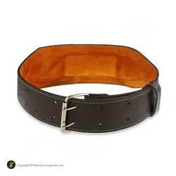 کمربند بدنسازی چرم گاومیش BLT -16 | مشکی/نارنجی | پهلوان شاپ