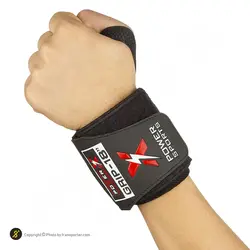 مچ بند بدنسازی جفتی چسبی بندی پاور ایکس گریپ 18 54*8 سانتیمتری BRS | مشکی/زرد | پهلوان شاپ