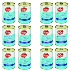 کنسرو گوجه فرنگی درسته پوست کنده روژین - 410 گرم بسته 12 عددی