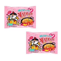 نودل سرخ شده نیمه آماده رامن با طعم مرغ داغ بولداک کاربو سامیانگ بسته 2 عددی