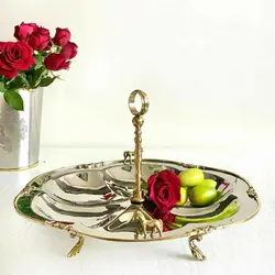 شیرینی خوری دسته دار استیل برنج کد 7184
