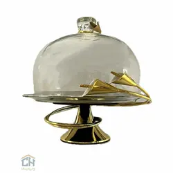 کیک خوری استیل برنج درب دار گل شیپوری مدل 228188