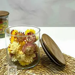 بانکه شیشه ای 10*9/5 درب چوبی مدل 81010 ACA