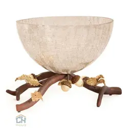میوه خوری شیشه و برنج طرح بلوط طلایی مدل 3230232