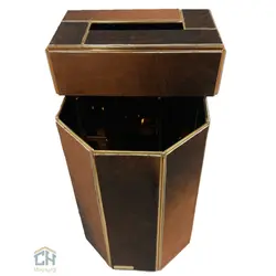 سطل و جا دستمال روکش پوست طبیعی طرح 8 ضلعی مدل 8002