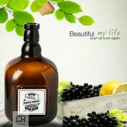 بطری شیشه ای درب چوب پنبه ای قهوه ای طرح فلورانس مدل 1405