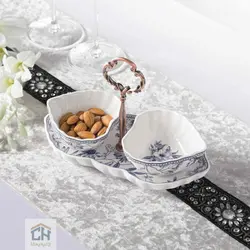 اردو خوری قلب دوتایی سرامیکی گلدکیش طرح LOTUS مدل GK701127-1