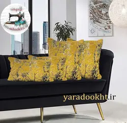 کوسن خز پتینه طلاکوب مجموعه 4 عددی - یارا دوخت