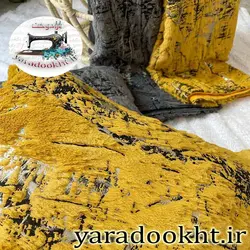 کوسن خز پتینه طلاکوب مجموعه 4 عددی - یارا دوخت