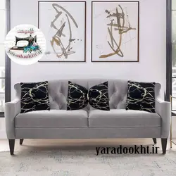 کوسن مخمل طلاکوب مجموعه 3 عددی - یارا دوخت