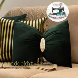 کوسن پاپیون مخمل نوار پولکی - یارا دوخت