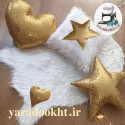 کوسن پولکی به همراه شال مبل خز مجموعه 4 عددی - یارا دوخت