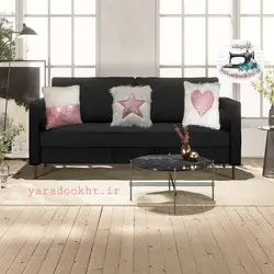 کوسن پولکی به همراه شال مبل خز مجموعه 4 عددی - یارا دوخت