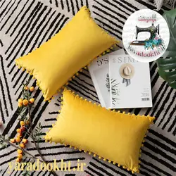 کوسن مخمل منگوله - یارا دوخت