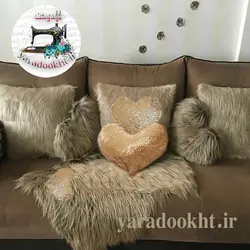 کوسن مدل قلبی کد M7 مجموعه 7 عددی به همراه شال مبل - یارا دوخت