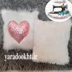 کوسن خز ساده و طرح لاو مجموعه دو عددی - یارا دوخت