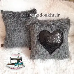 کوسن خز ساده و طرح لاو مجموعه دو عددی - یارا دوخت