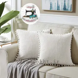 کوسن مخمل کبریتی مدل Tassel1 مجموعه دو عددی - یارا دوخت