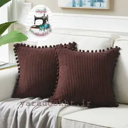 کوسن مخمل کبریتی مدل Tassel1 مجموعه دو عددی - یارا دوخت