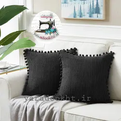 کوسن مخمل کبریتی مدل Tassel1 مجموعه دو عددی - یارا دوخت