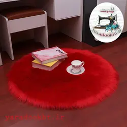 فرشینه خز قرمز طرح دایره زیرچرم - یارا دوخت