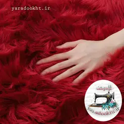 فرشینه خز قرمز طرح دایره زیرچرم - یارا دوخت