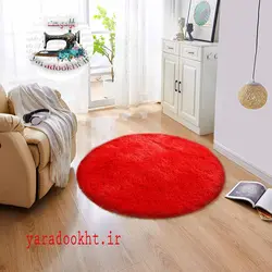 فرشینه خز قرمز طرح دایره زیرچرم - یارا دوخت