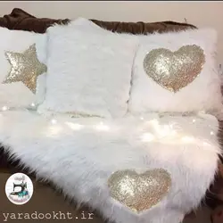 کوسن مدل قلبی کد M3 مجموعه 3 عددی به همراه شال مبل - یارا دوخت
