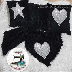 کوسن مدل قلبی کد M3 مجموعه 3 عددی به همراه شال مبل - یارا دوخت