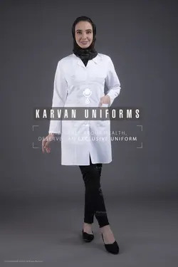 روپوش سفید مدل برش T - روپوش پزشکی کاروان