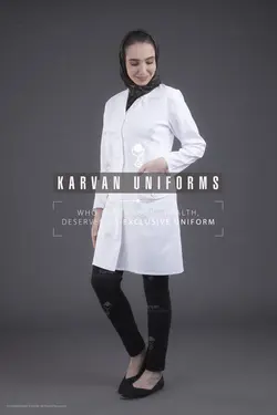 روپوش سفید مدل برش T - روپوش پزشکی کاروان