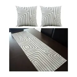 ست رانر و کوسن طوسی مدرن طرح خطی