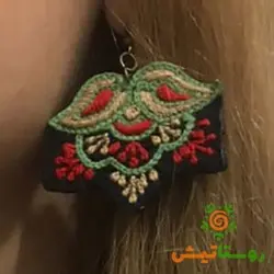 گوشواره سوزن‌دوزی بلوچی ماهکان سبز
