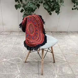 رومیزی گرد پته دوزی نگین دوخت سرمه‌ای