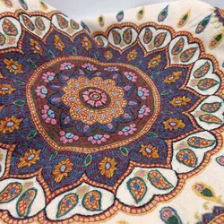 رومیزی پته دوزی نخ گیاهی 90 سانتی سفید