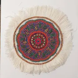 روميزی عسلی پته دوزی گرد