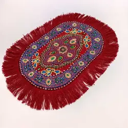 رومیزی کوچک پته دوزی بیضی قرمز