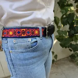 کمربند سوزن دوزی آبی قرمز